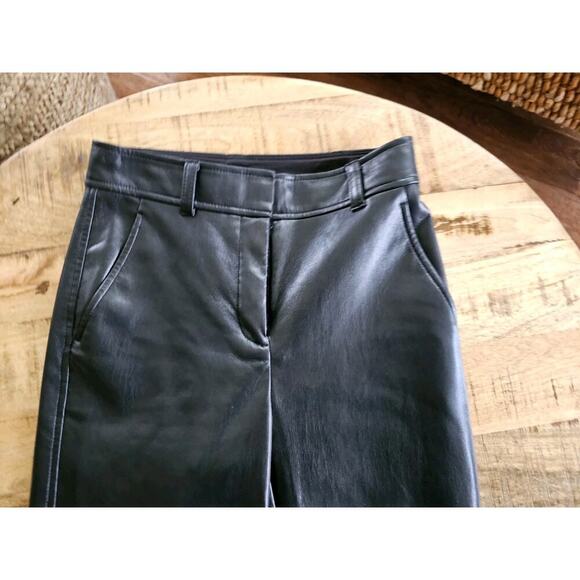 Aritzia Babaton Command Pants Faux Leather Black Vegan Size 00 Straight Leg EUC - Picture 8 of 10